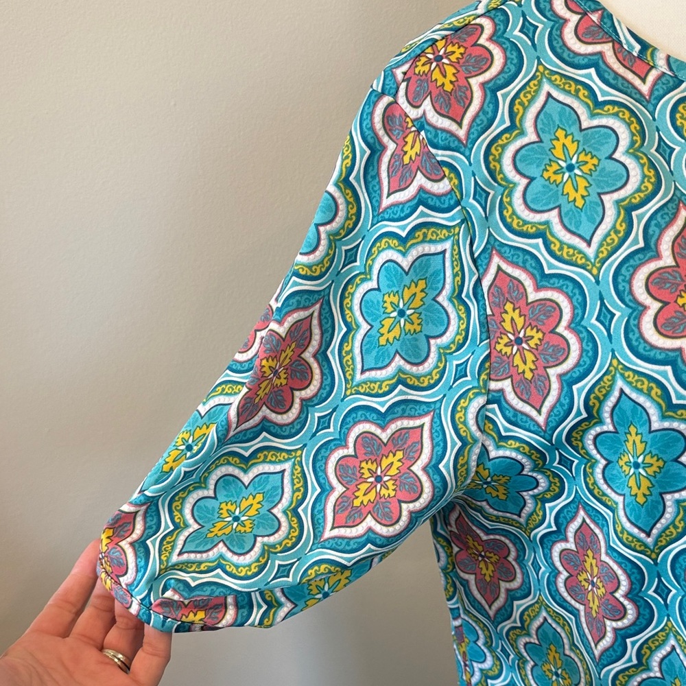 Ruby Rd Colorful Geometric Pattern Dress Size Medium - Picture 4 of 9